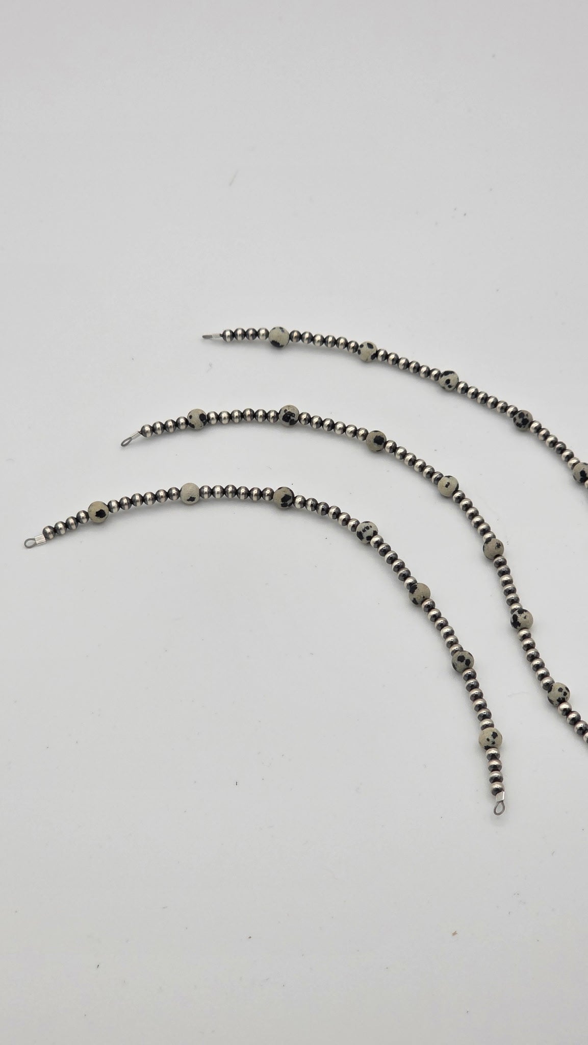Navajo Pearls - Permanent Jewelry Strand W/ DalmatianJasper
