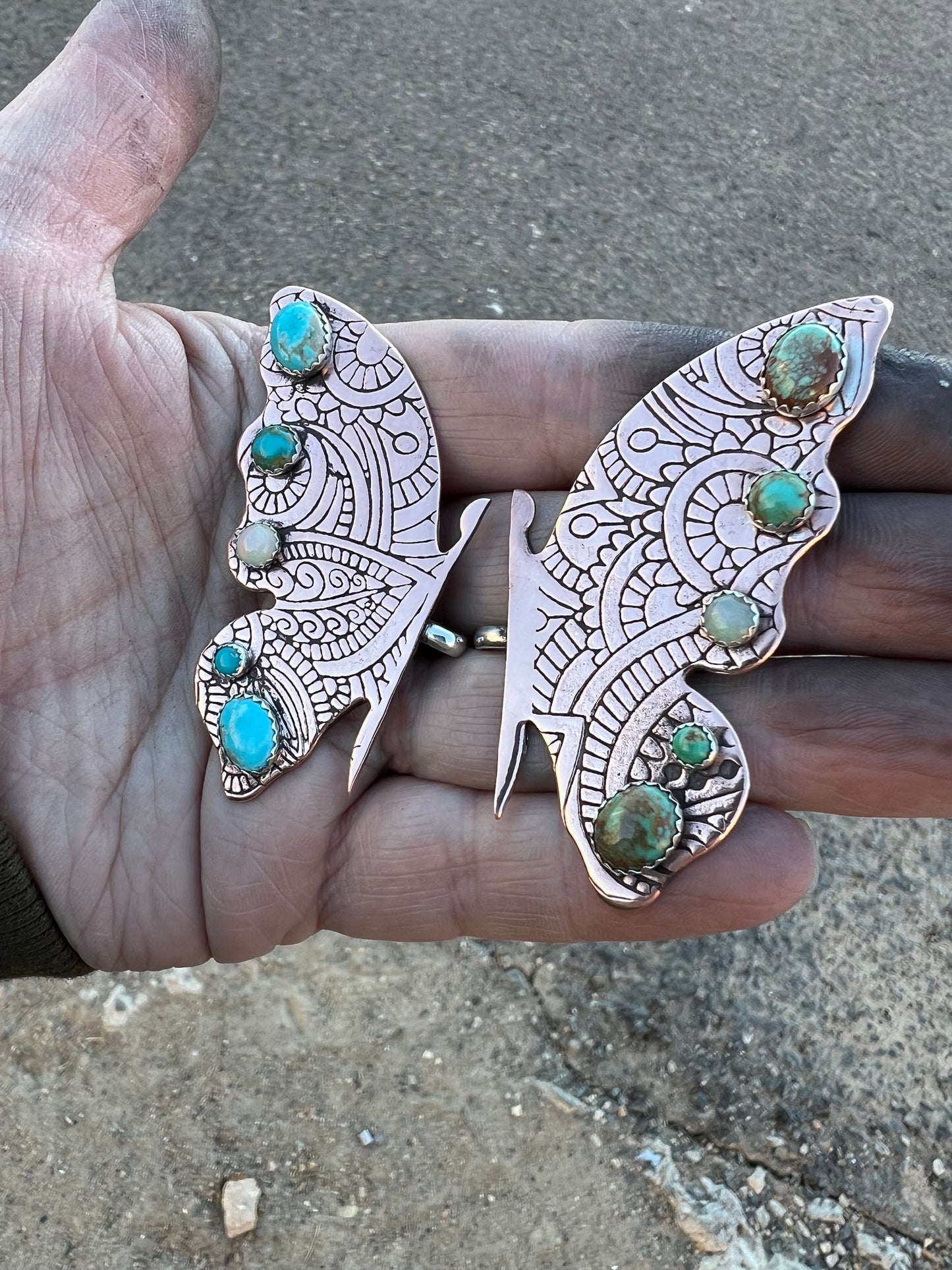 Copper Butterfly Hat Hook With Kingman Turquoise
