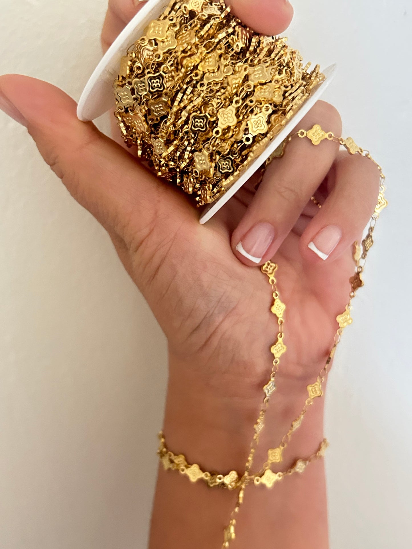 Stainless Steel PVD Coated Flat Clover Dots Chain