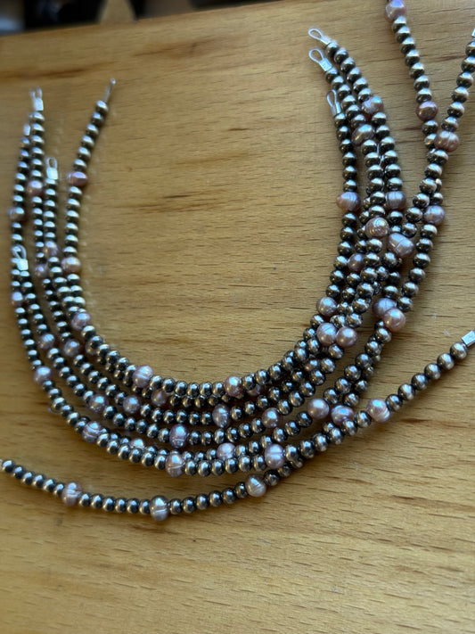 Navajo Pearls - Permanent Jewelry Strand W/ Freshwater Pearls