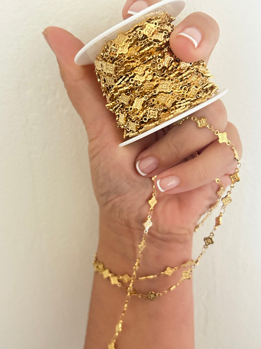 Stainless Steel PVD Coated Flat Clover Dots Chain