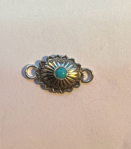 Oval Concho Connector w/ 3mm Kingman Turquoise