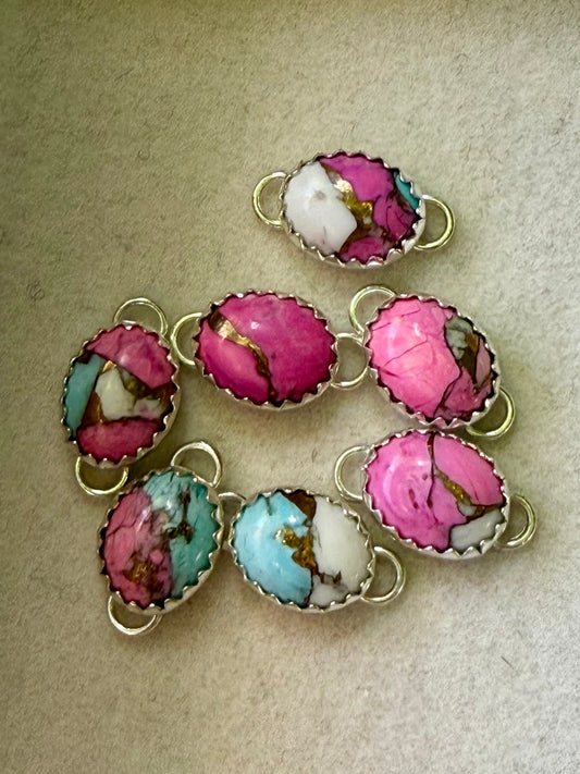 9x7mm  Cotton Candy Dahlia Connectors 3 Pack