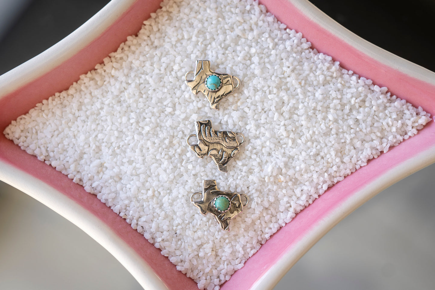 Texas Floral Connector Sterling Silver W/ Kingman Turquoise