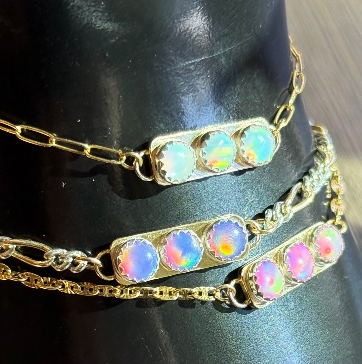 Gold Filled Aurora Opal Connector