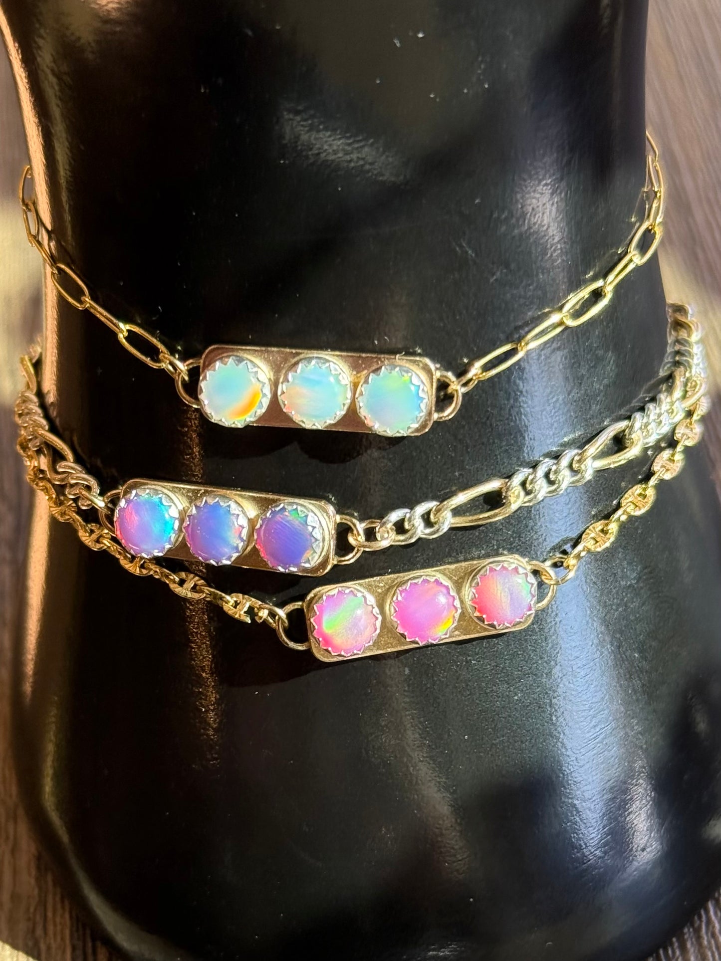 Gold Filled Aurora Opal Connector