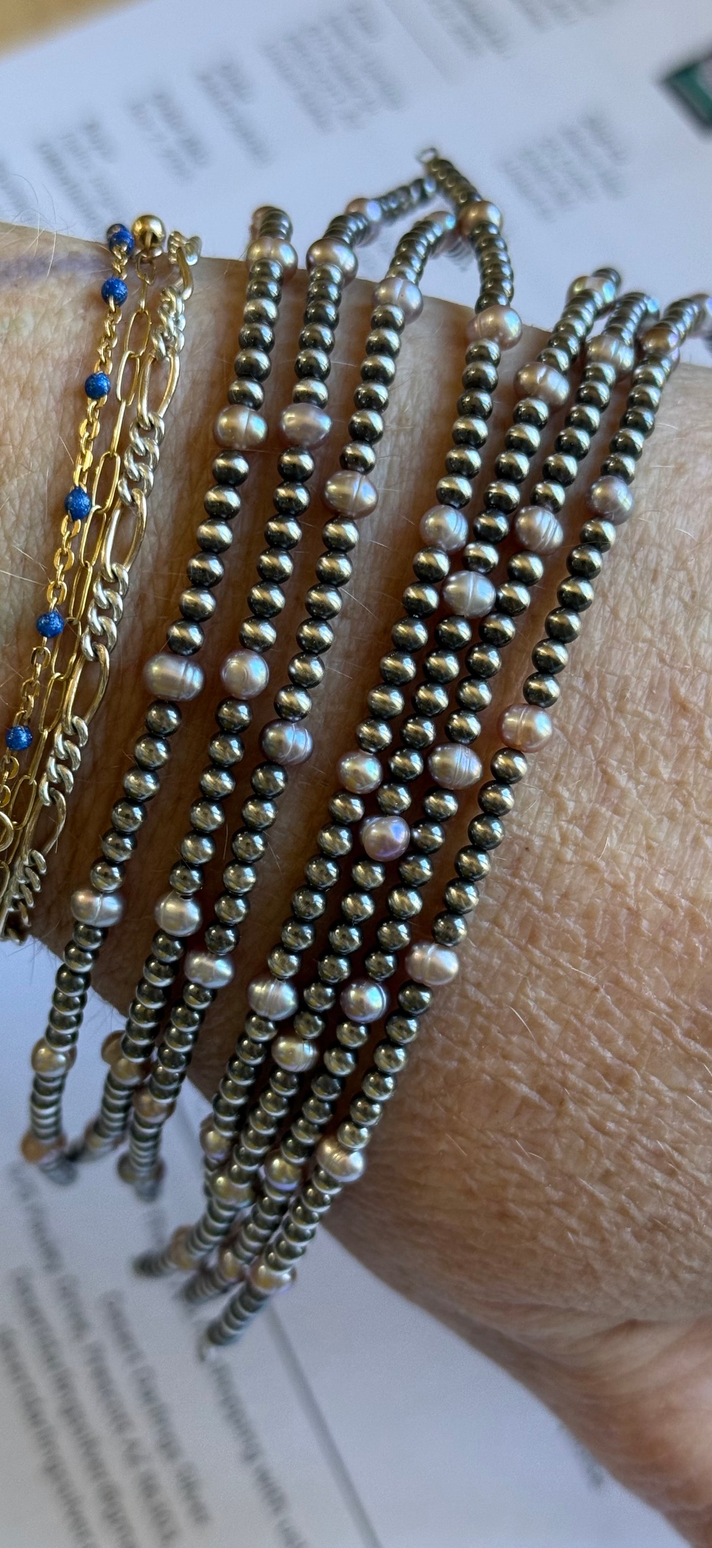 Navajo Pearls - Permanent Jewelry Strand W/ Freshwater Pearls