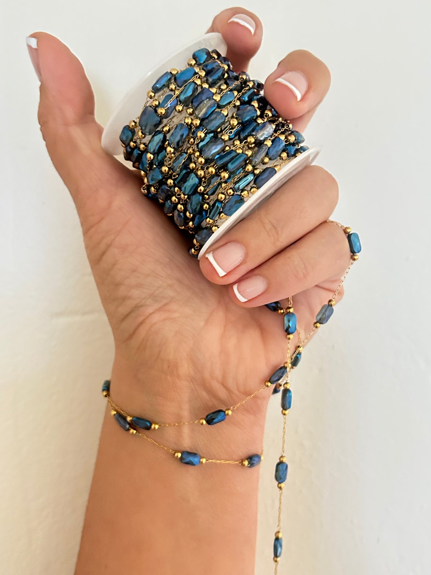 Stainless Steel PVD Coated Crystal Rectangle Chain