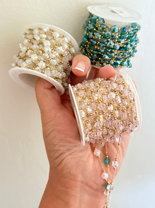 Stainless Steel PVD Coated Crystal Clover Chain