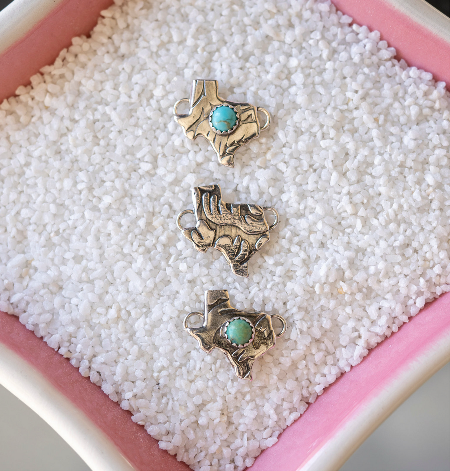 Texas Floral Connector Sterling Silver W/ Kingman Turquoise