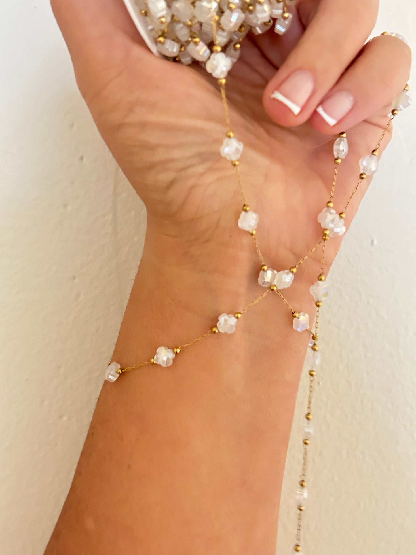 Stainless Steel PVD Coated Crystal Clover Chain