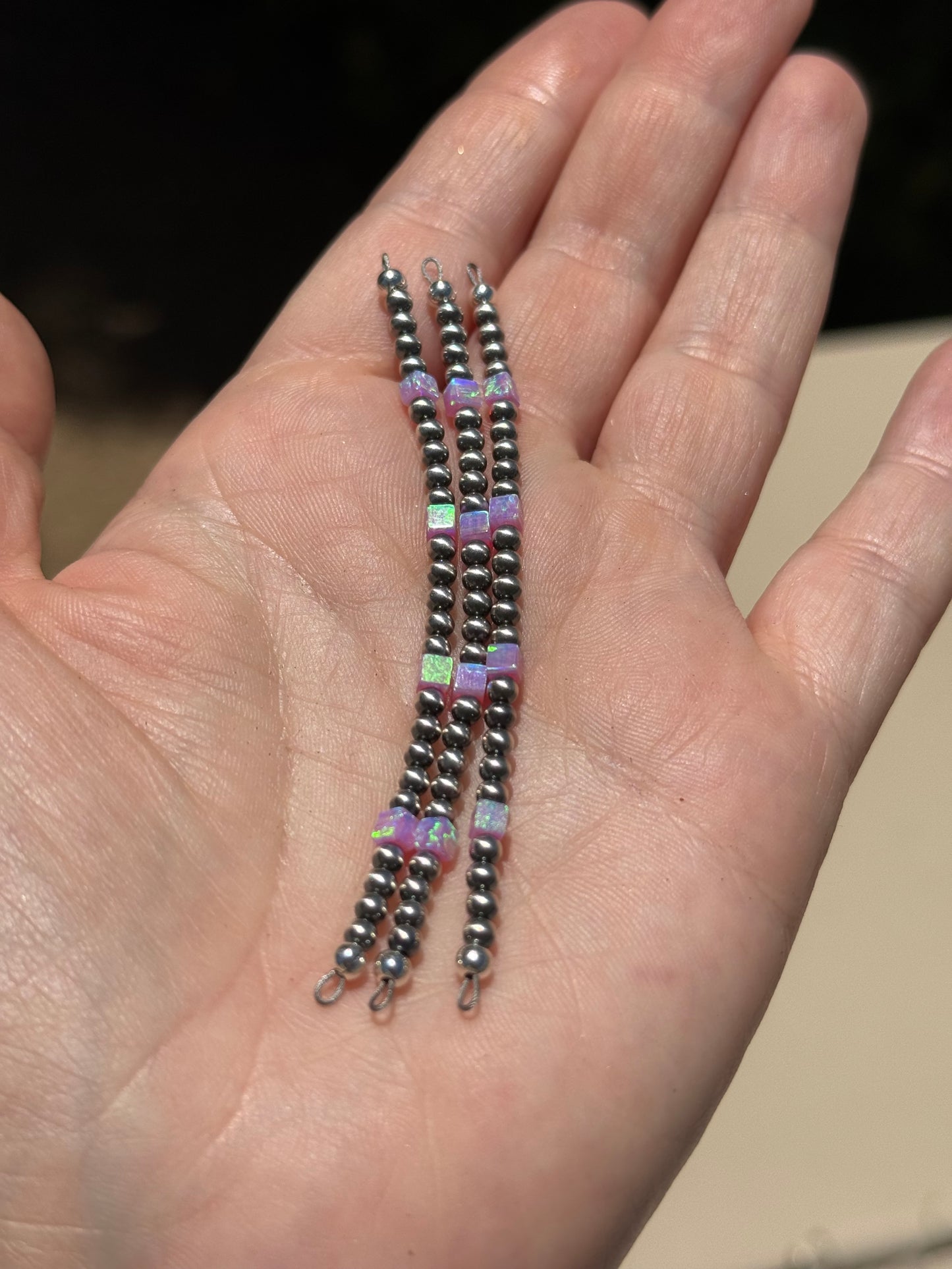 Navajo Pearls - Mini-Strand W/ Pink Bello Opal Squares