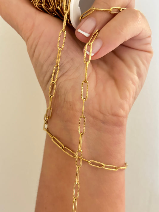 Stainless Steel PVD Coated Patterned Paper Clip Chain