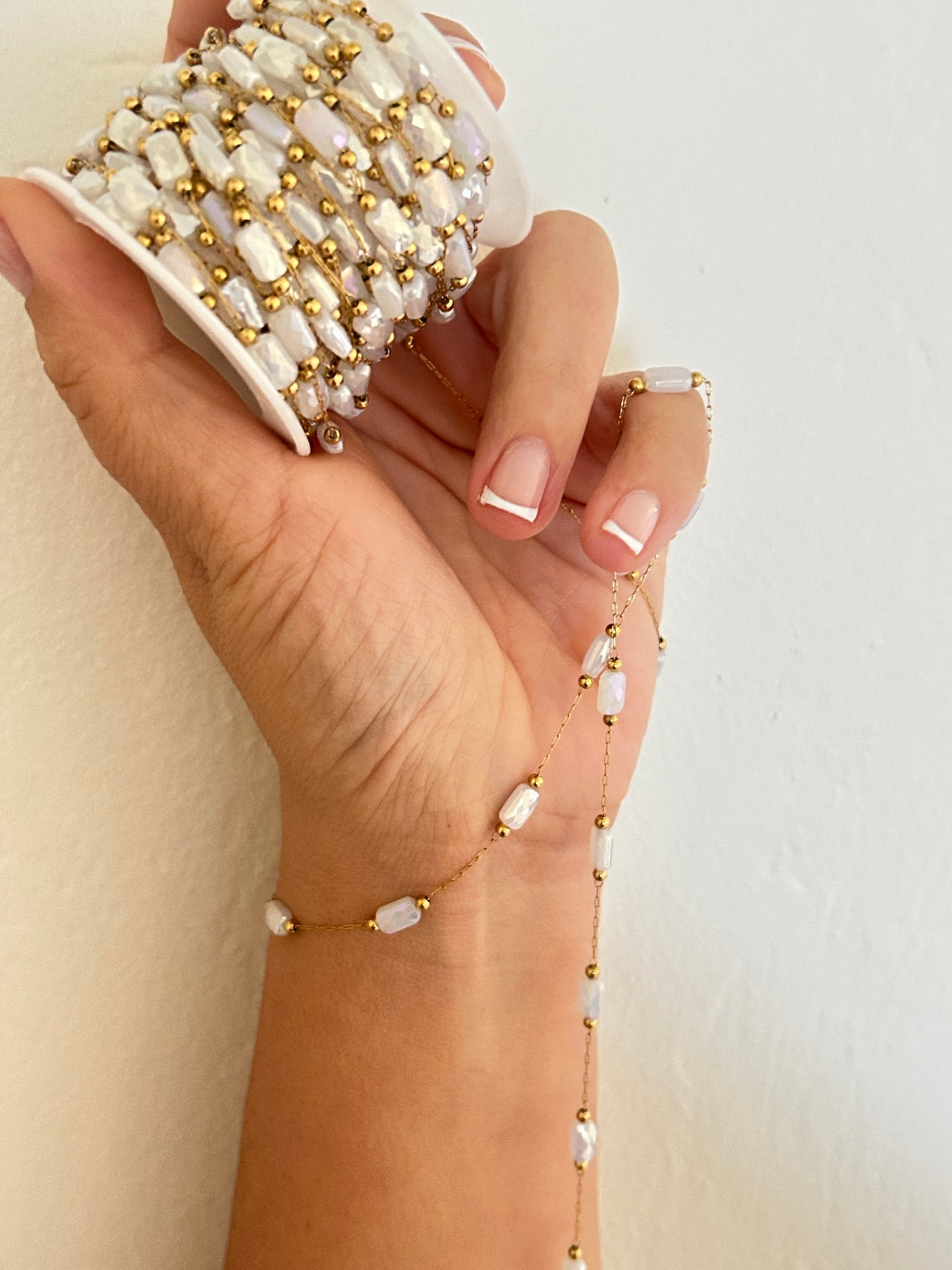 Stainless Steel PVD Coated Crystal Rectangle Chain