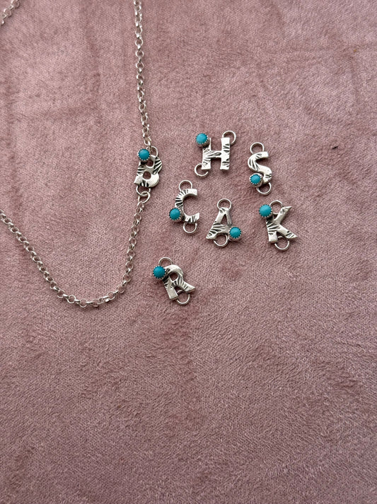 Alphabet Connector w/ 3mm Kingman Turquoise