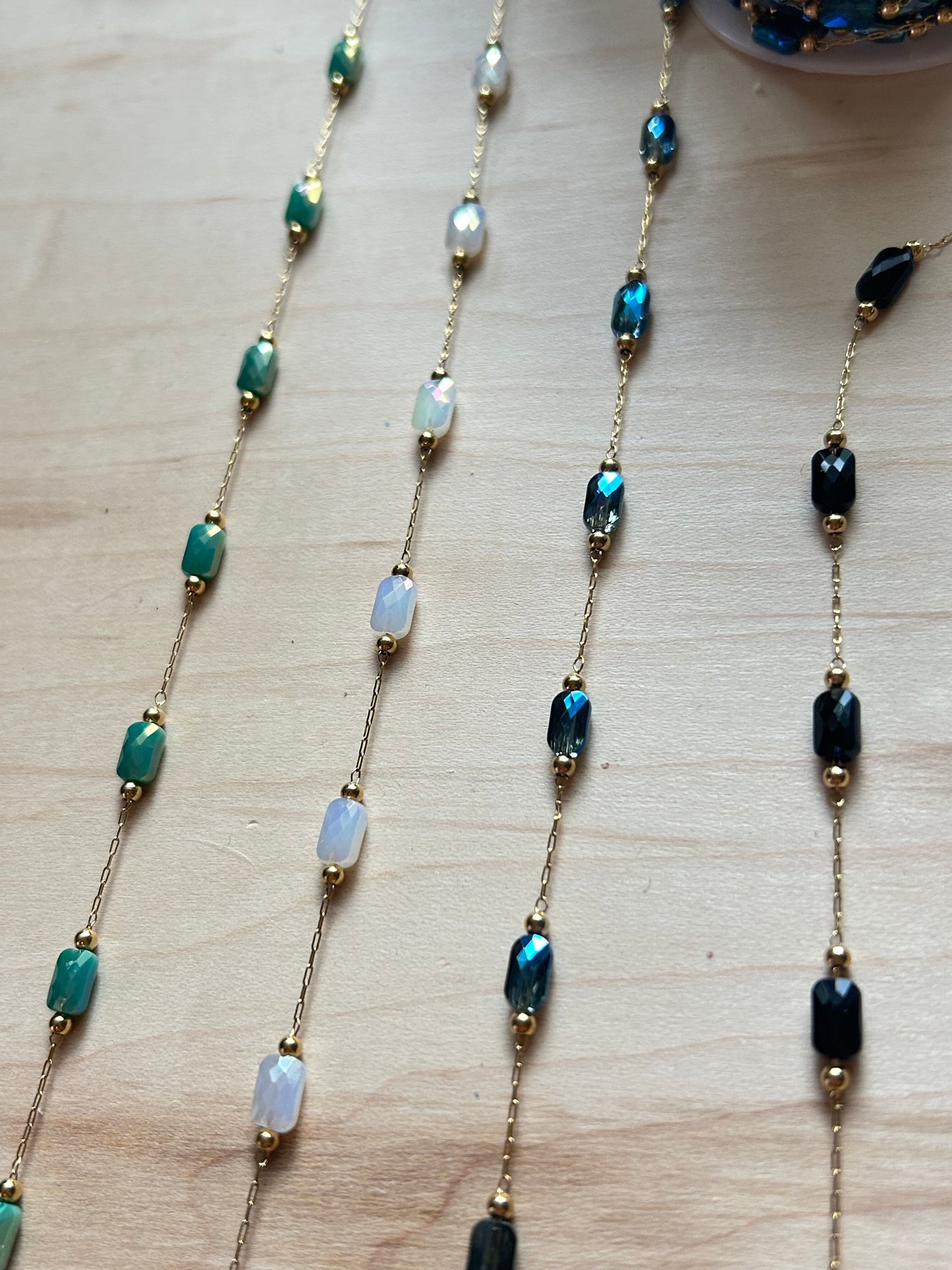 Stainless Steel PVD Coated Crystal Rectangle Chain