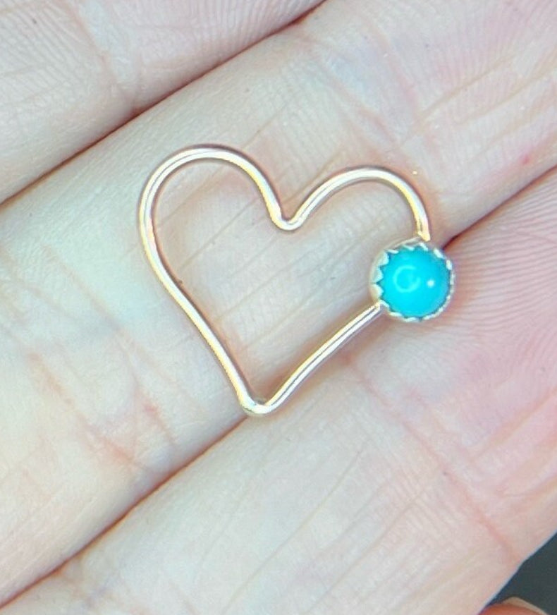 Heart Rose Gold Connector Style 2 w/ 4mm Kingman Turquoise