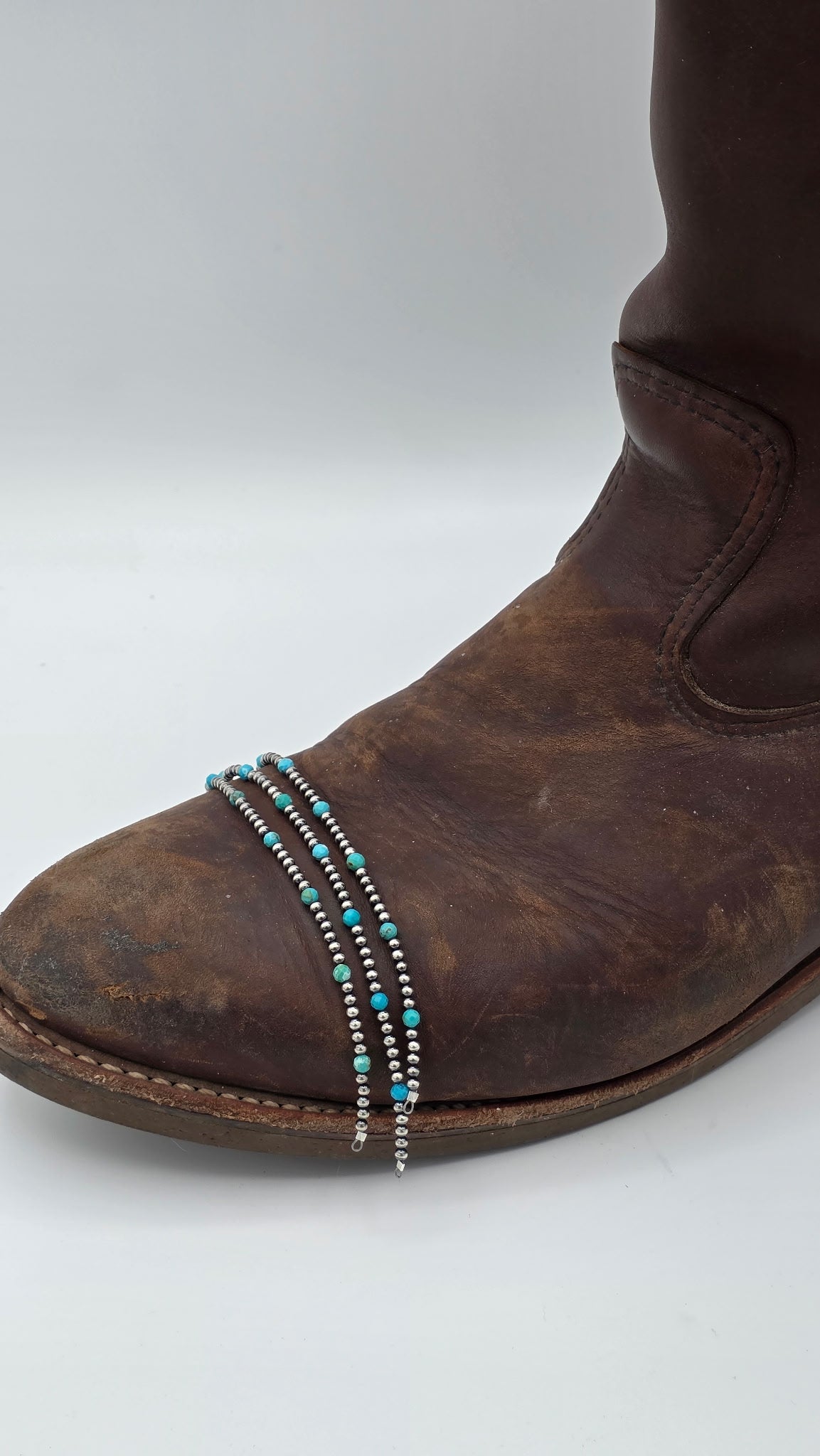 Navajo Pearls - Permanent Jewelry Strand W/ Turquoise 3mm/4mm