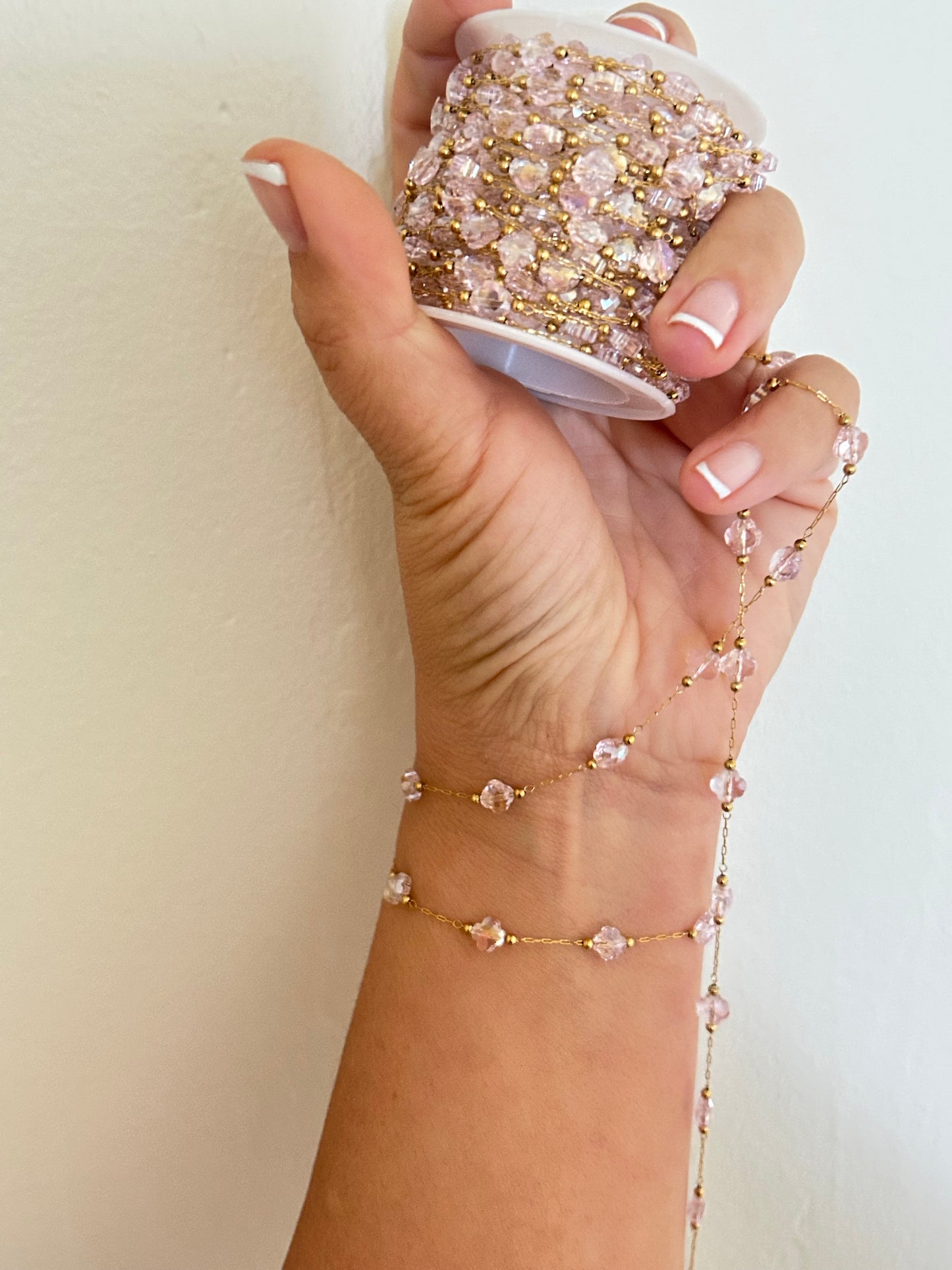 Stainless Steel PVD Coated Crystal Clover Chain