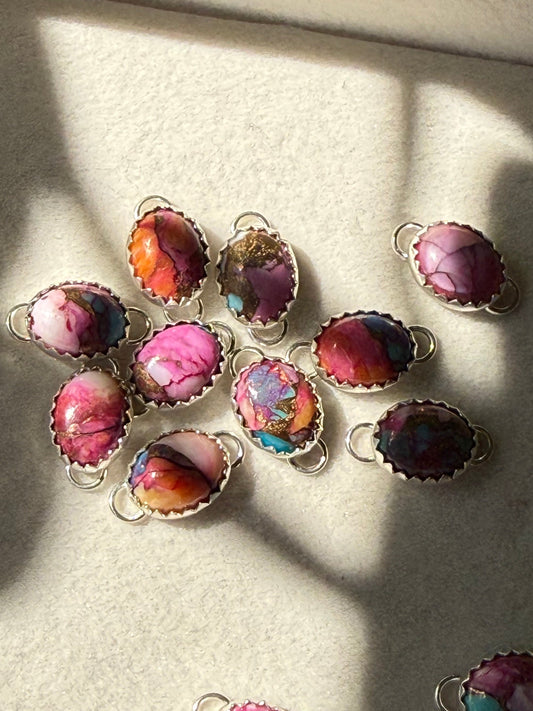 9x7mm Pink Dahlia Connectors 3 Pack