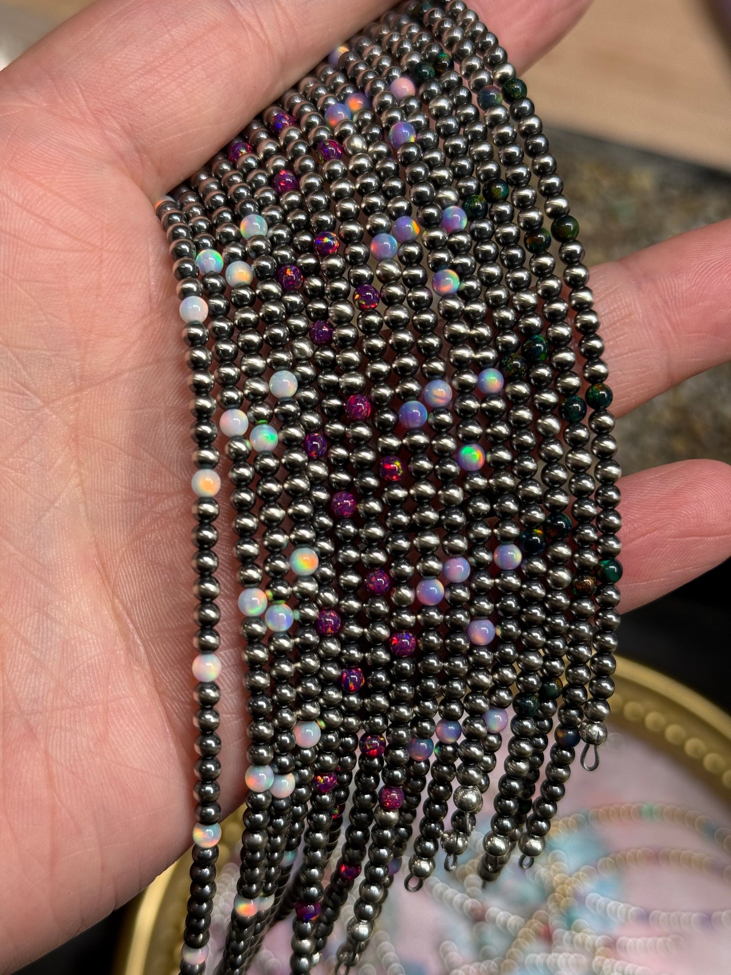 Navajo Pearls - Permanent Jewelry Strand W/ Opal