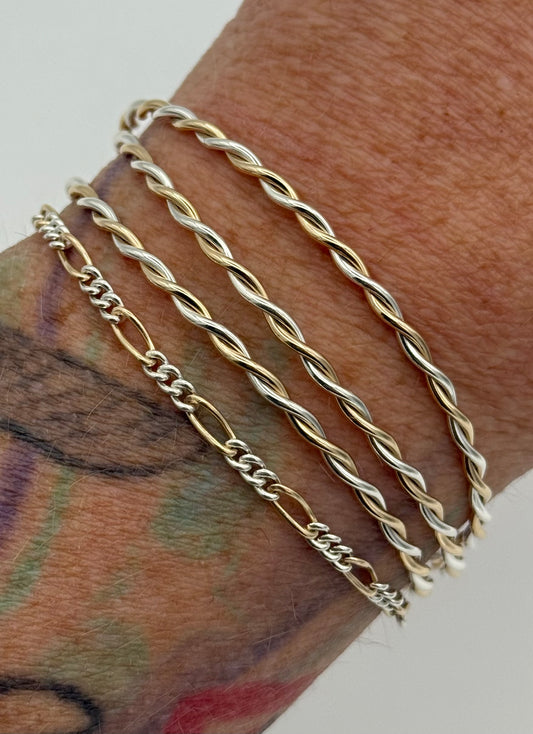 Mixed Metal Twisted Bangle