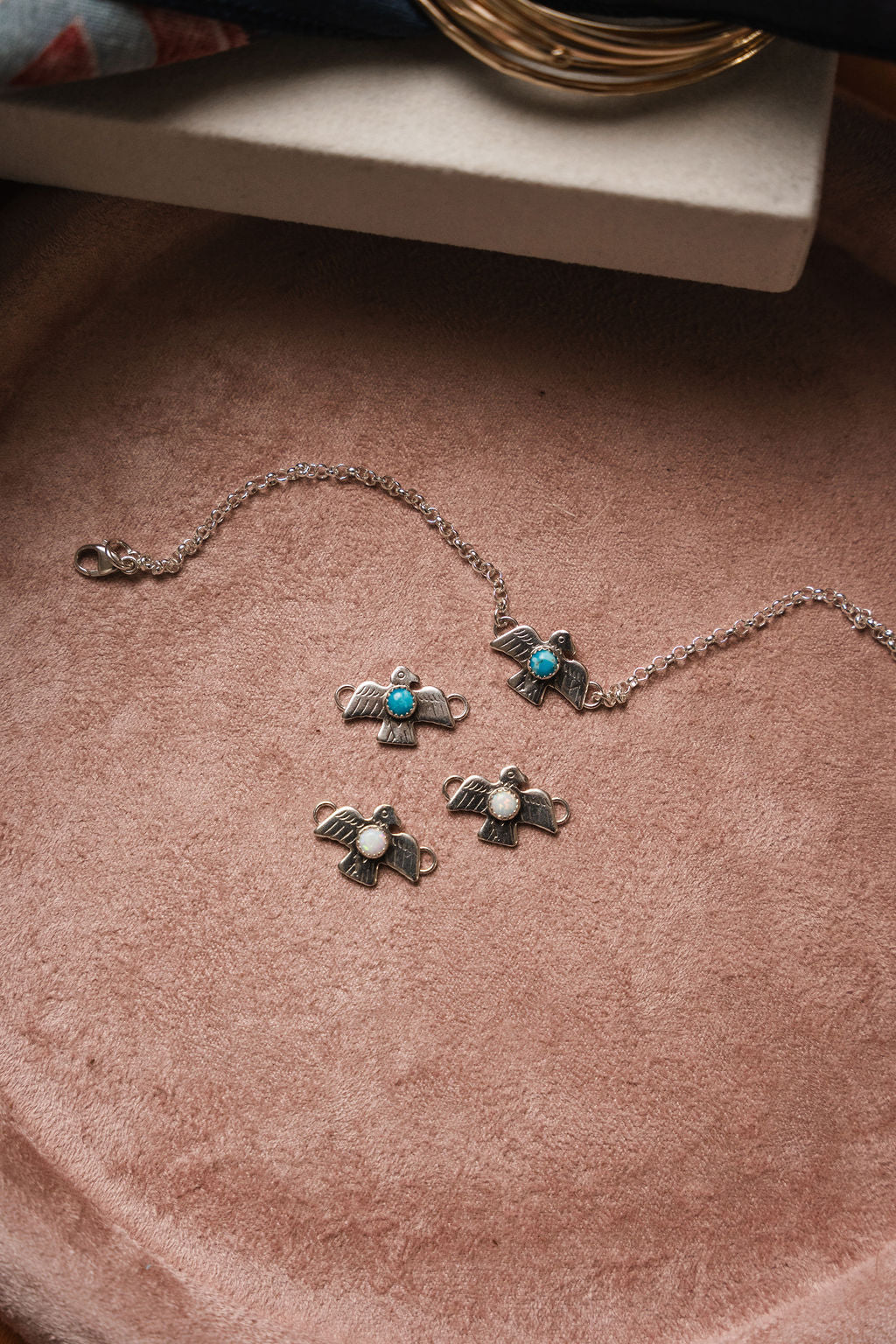 Thunderbird Sterling Silver Connector w/ Kingman Turquoise