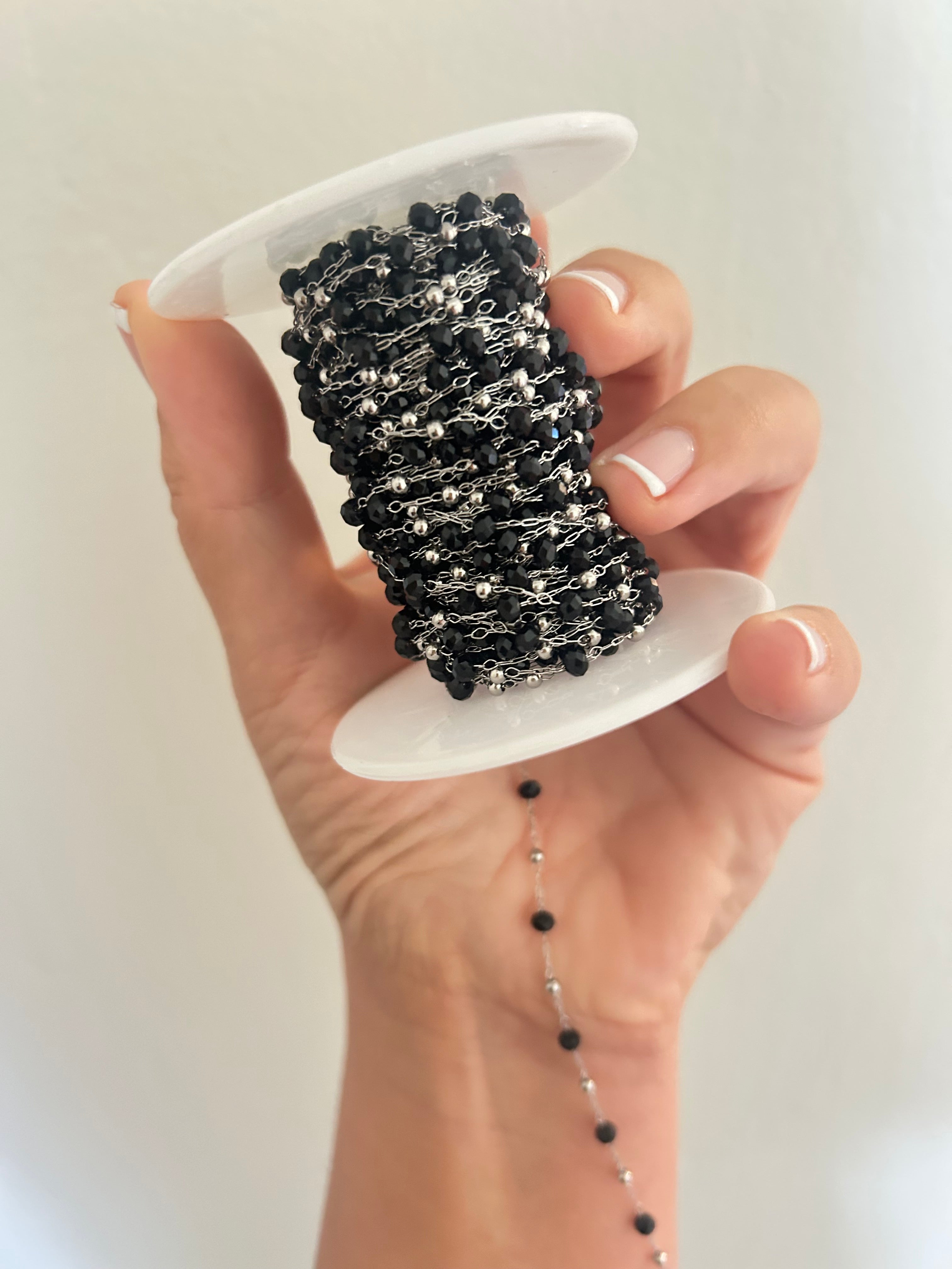 Stainless Steel PVD Coated Crystal Bead Chain – Desert Darlings Silver