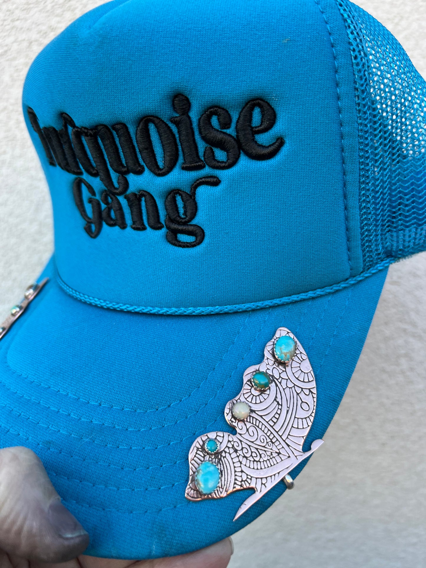 Copper Butterfly Hat Hook With Kingman Turquoise