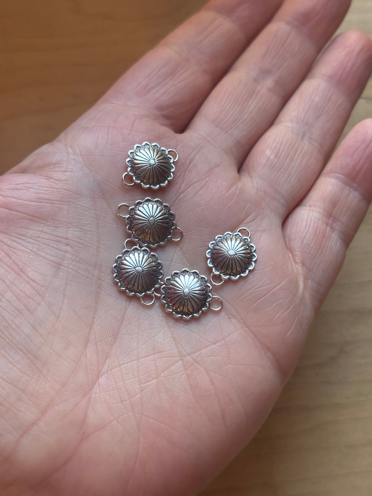 Round Concho Sterling Silver Connector