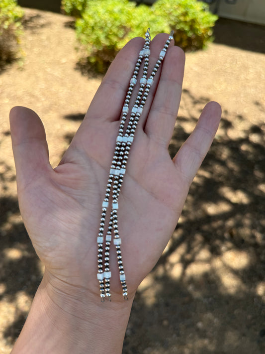 Navajo Pearls - Permanent Jewelry Strand W/ White Aurora Opal Squares