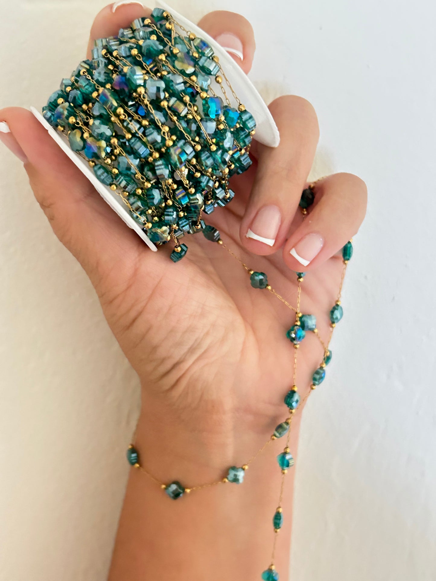 Stainless Steel PVD Coated Crystal Clover Chain