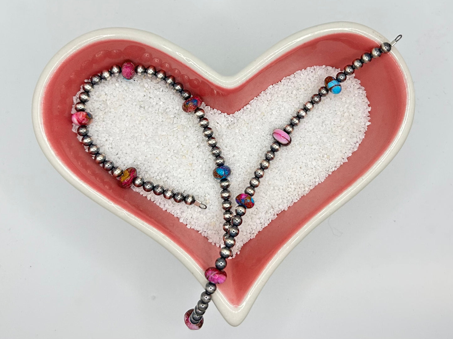 Navajo Pearls - Permanent Jewelry Strand W/ Pink Dahlia