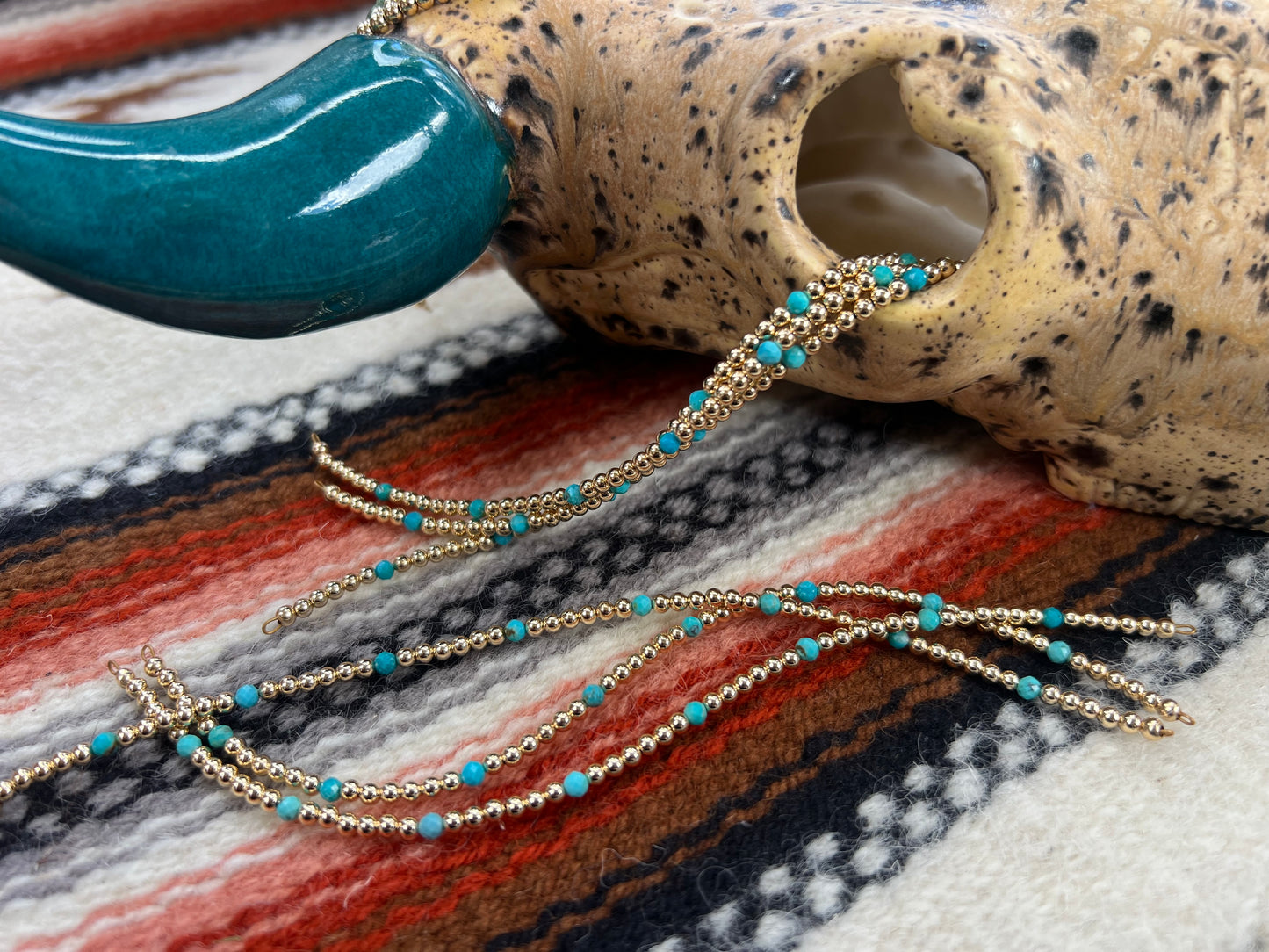 Gold Filled Beaded Permanent Jewelry Strand W/ Kingman Turquoise