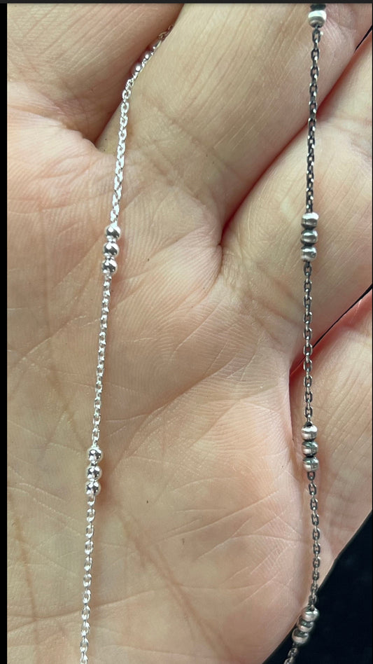 Satellite Chain 1mm Sterling Silver w/ 3-2mm Beads