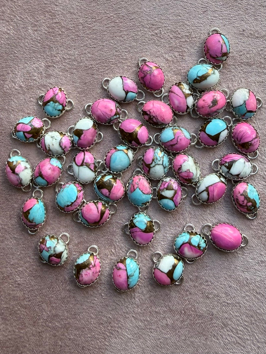8x10mm Cotton Candy Dahlia Connectors 3 Pack