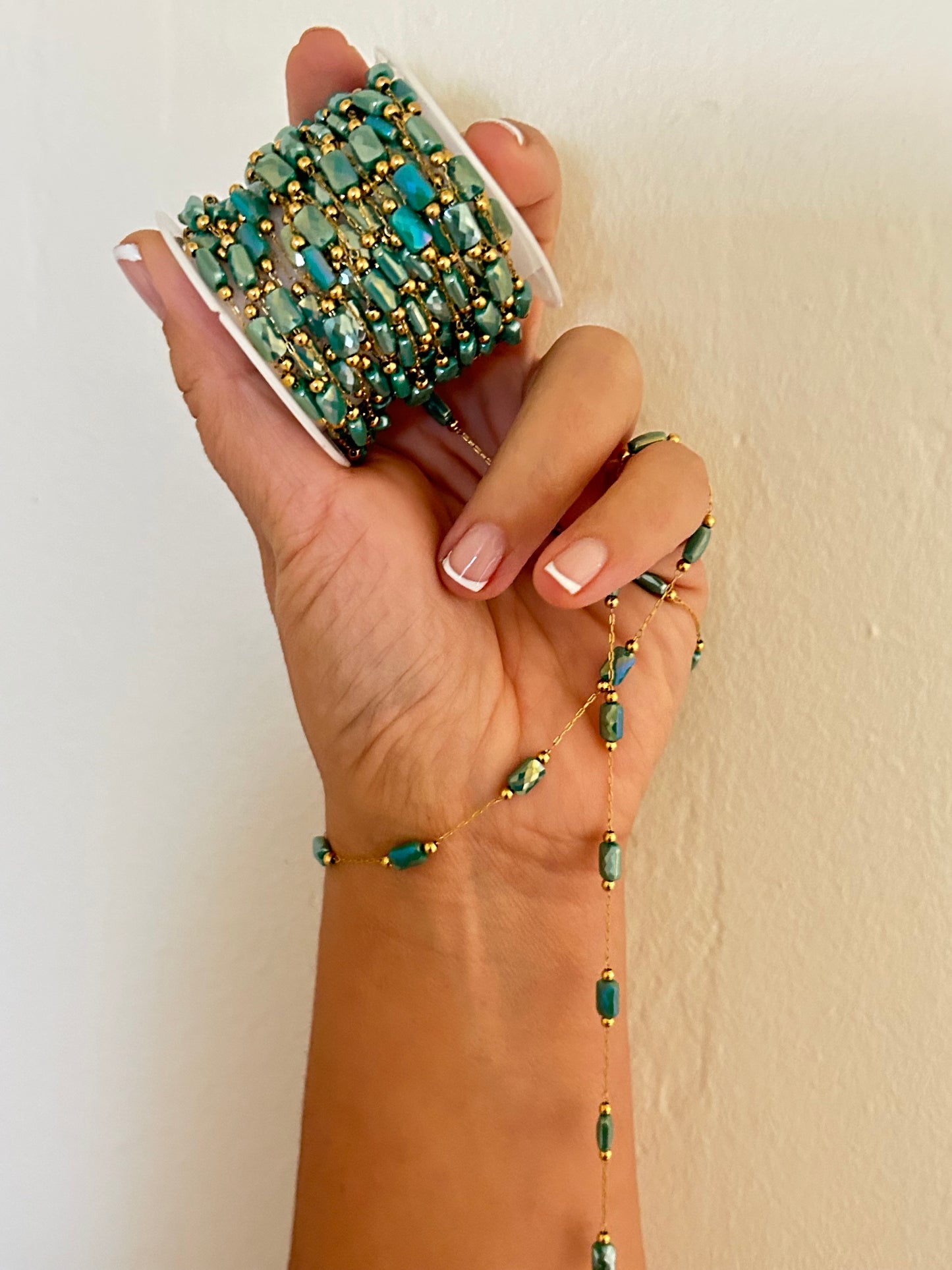 Stainless Steel PVD Coated Crystal Rectangle Chain