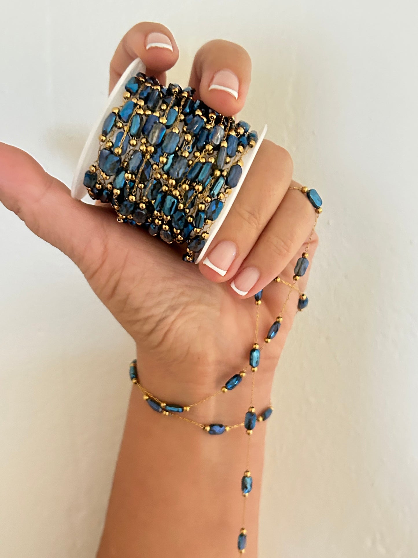 Stainless Steel PVD Coated Crystal Rectangle Chain