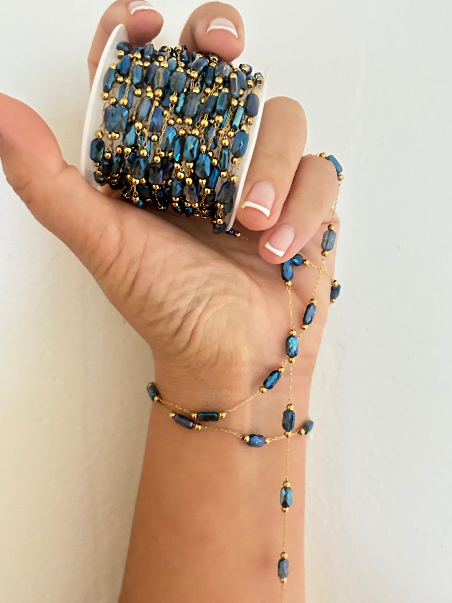 Stainless Steel PVD Coated Crystal Rectangle Chain