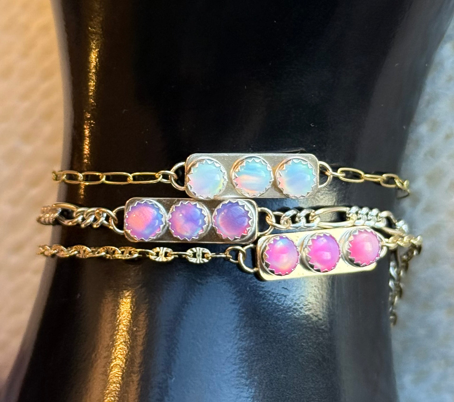 Gold Filled Aurora Opal Connector