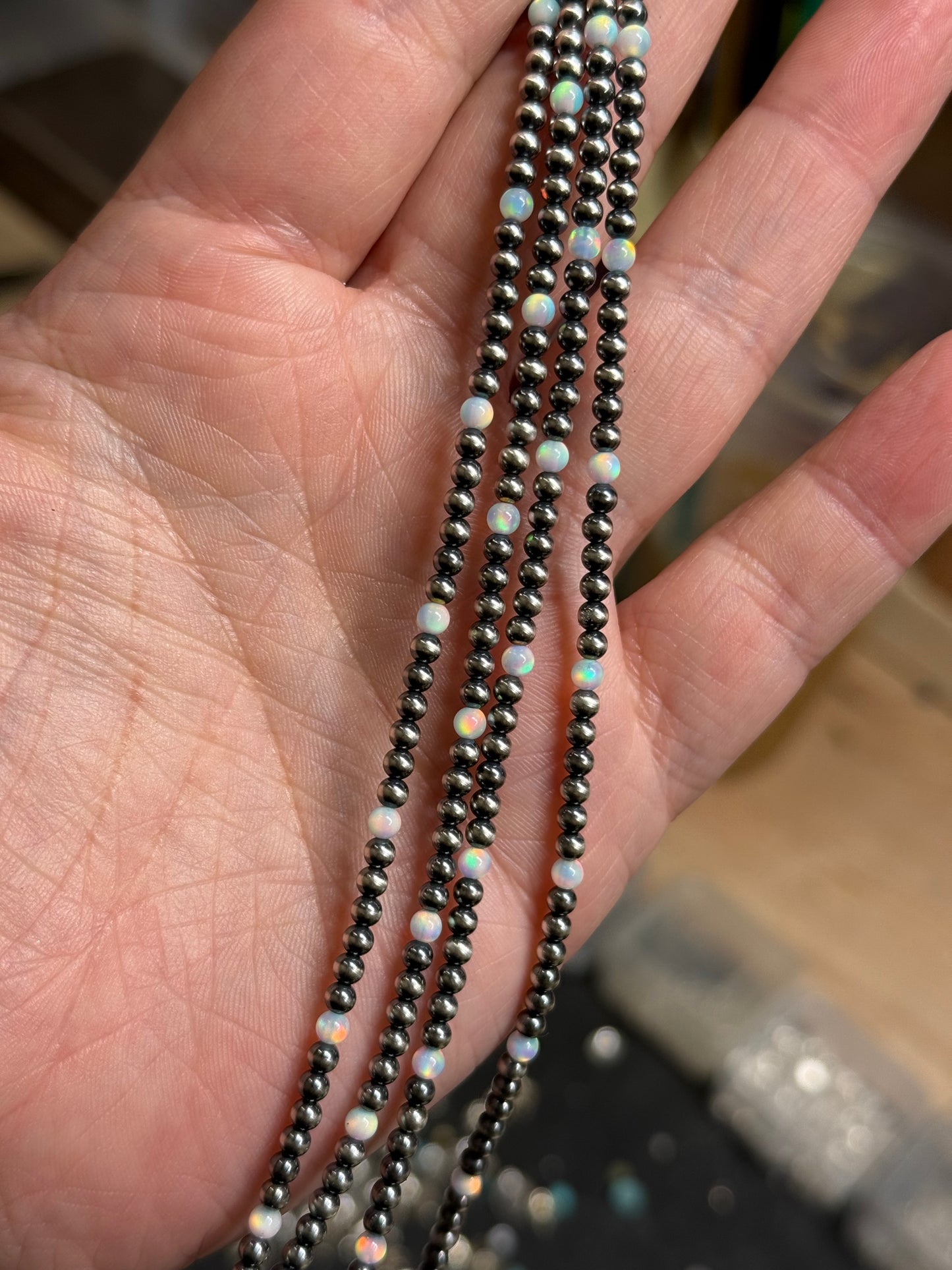 Navajo Pearls - Permanent Jewelry Strand W/ Opal