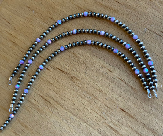 Navajo Pearls - Permanent Jewelry Strand W/ Purple Aurora Opals