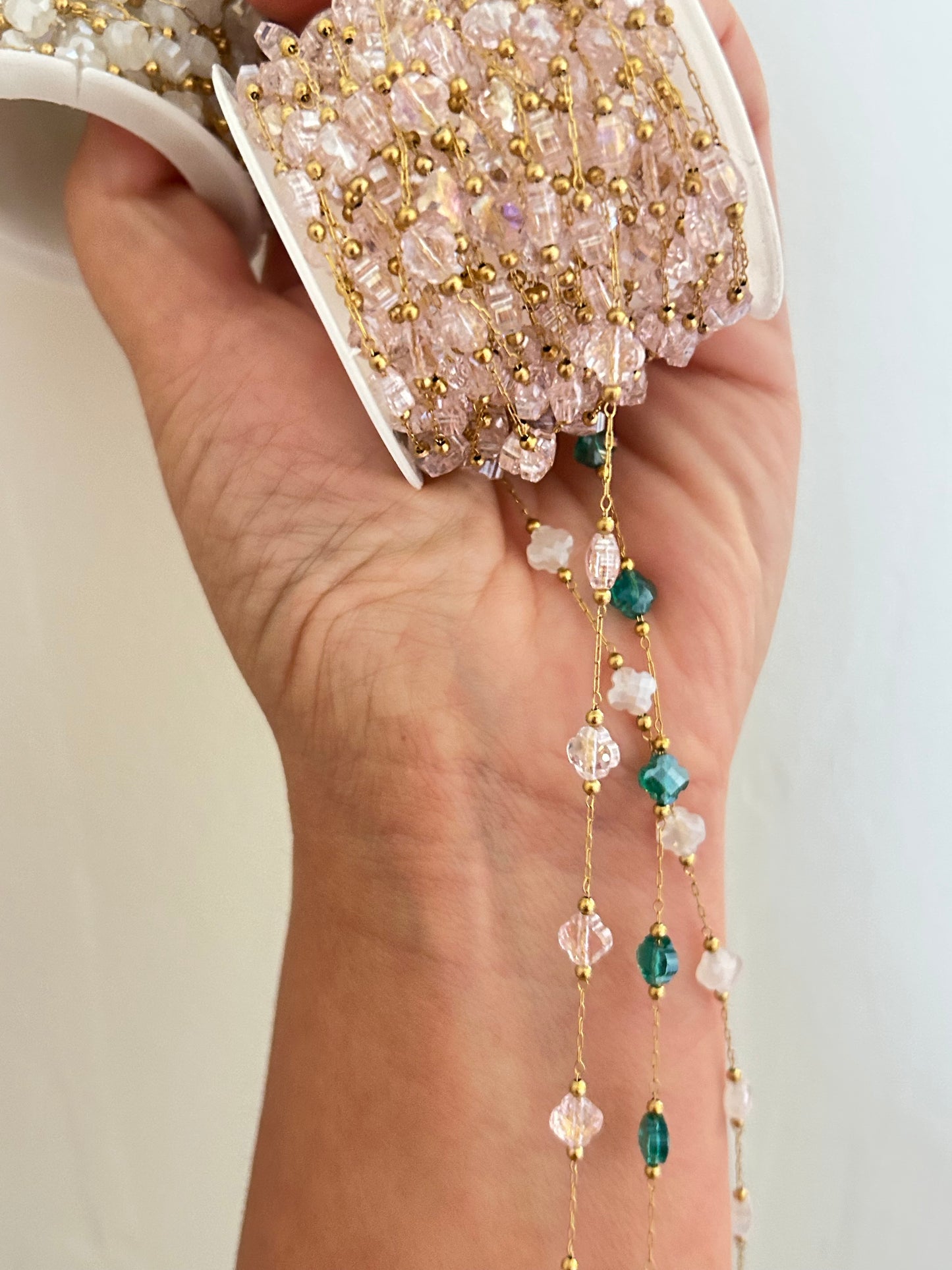 Stainless Steel PVD Coated Crystal Clover Chain