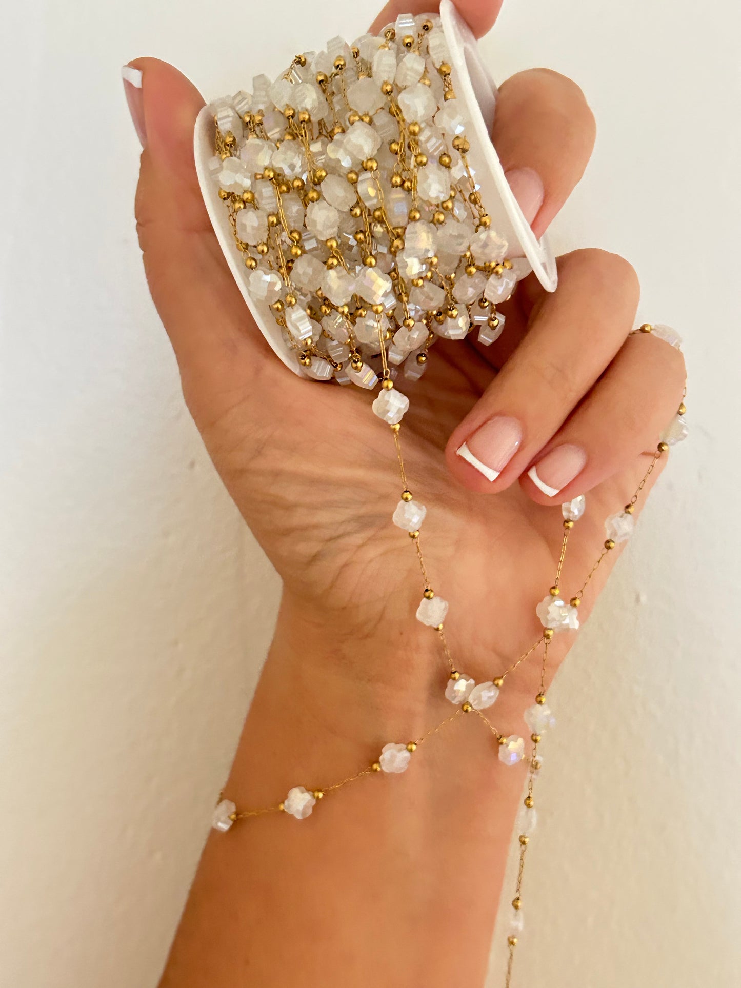 Stainless Steel PVD Coated Crystal Clover Chain