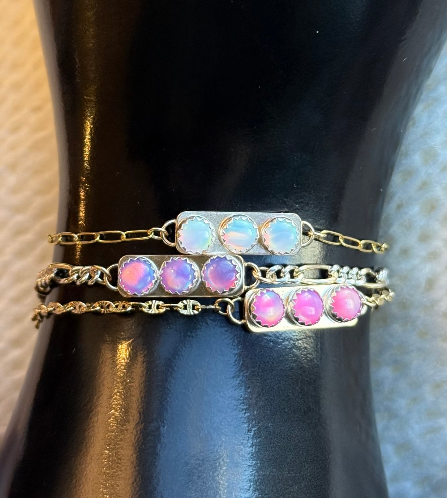 Gold Filled Aurora Opal Connector