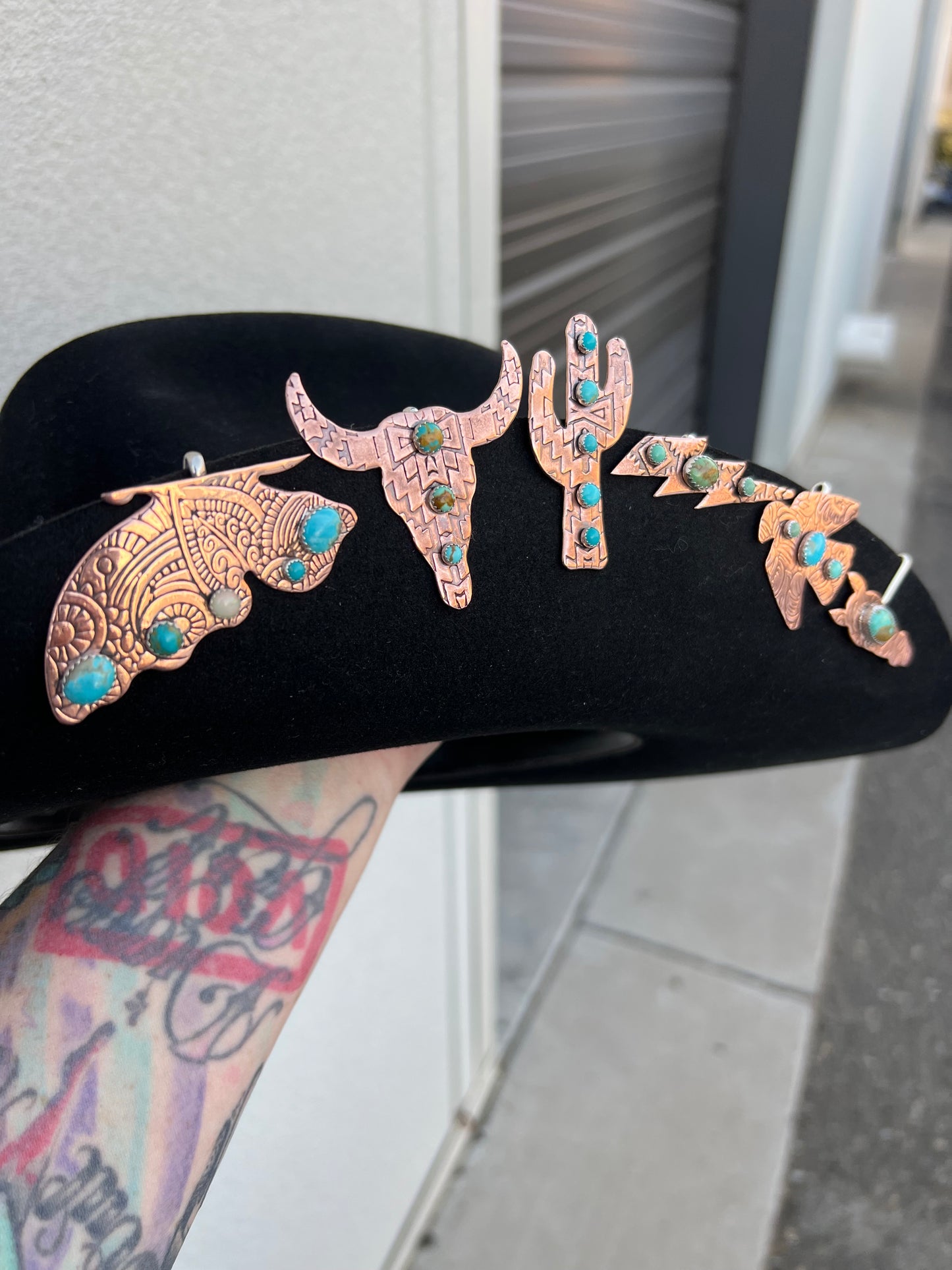 Copper Butterfly Hat Hook With Kingman Turquoise