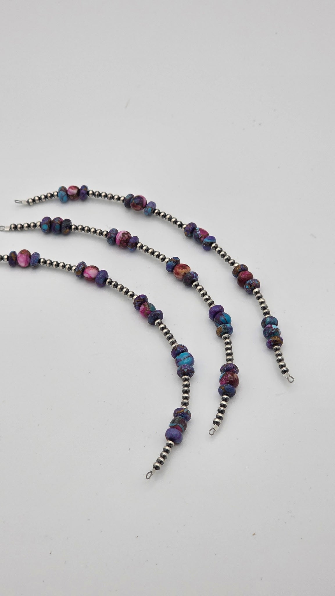 Navajo Pearls - Permanent Jewelry Strand W/ Purple Mohave And Pink Dahlia