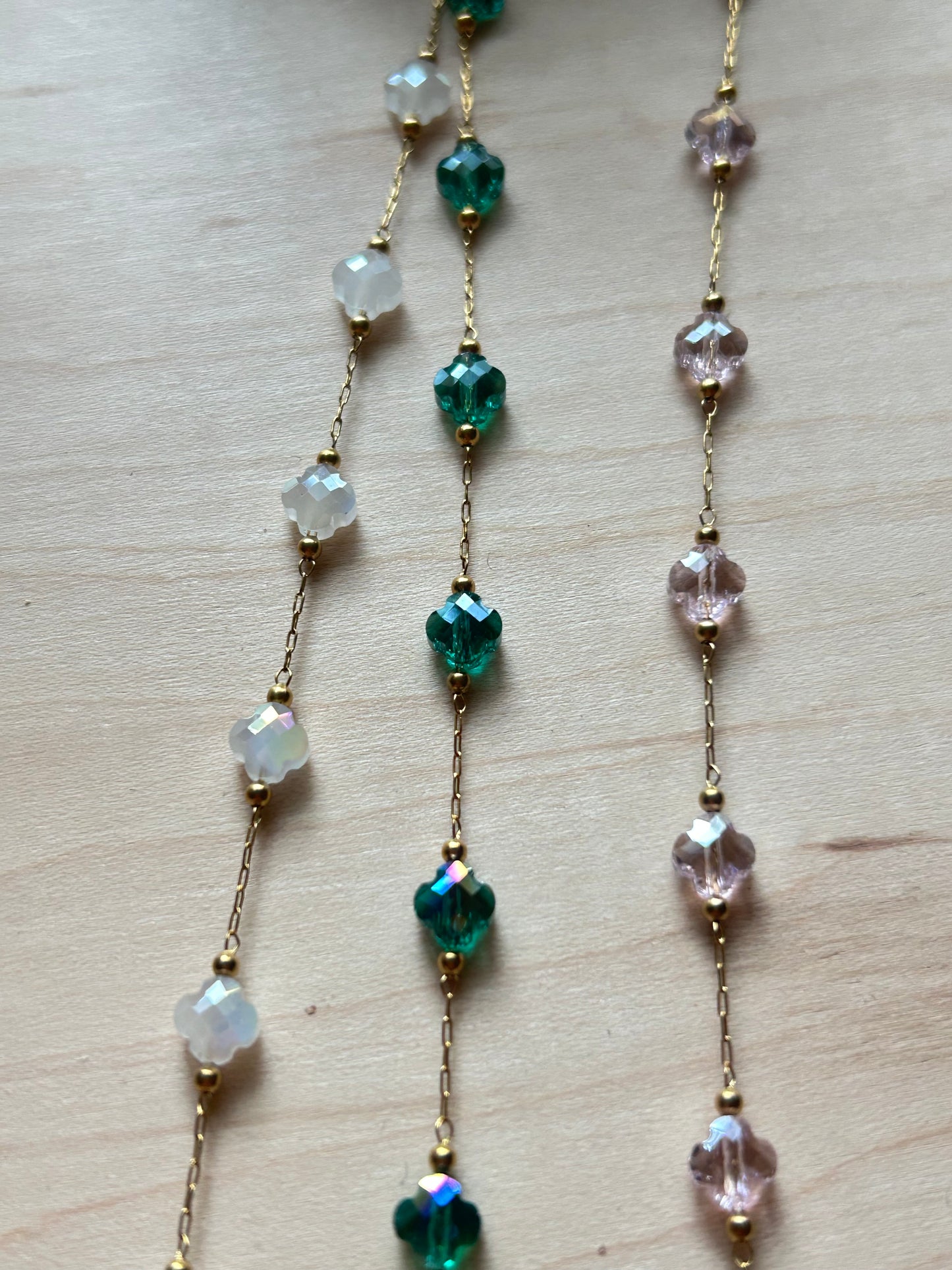 Stainless Steel PVD Coated Crystal Clover Chain