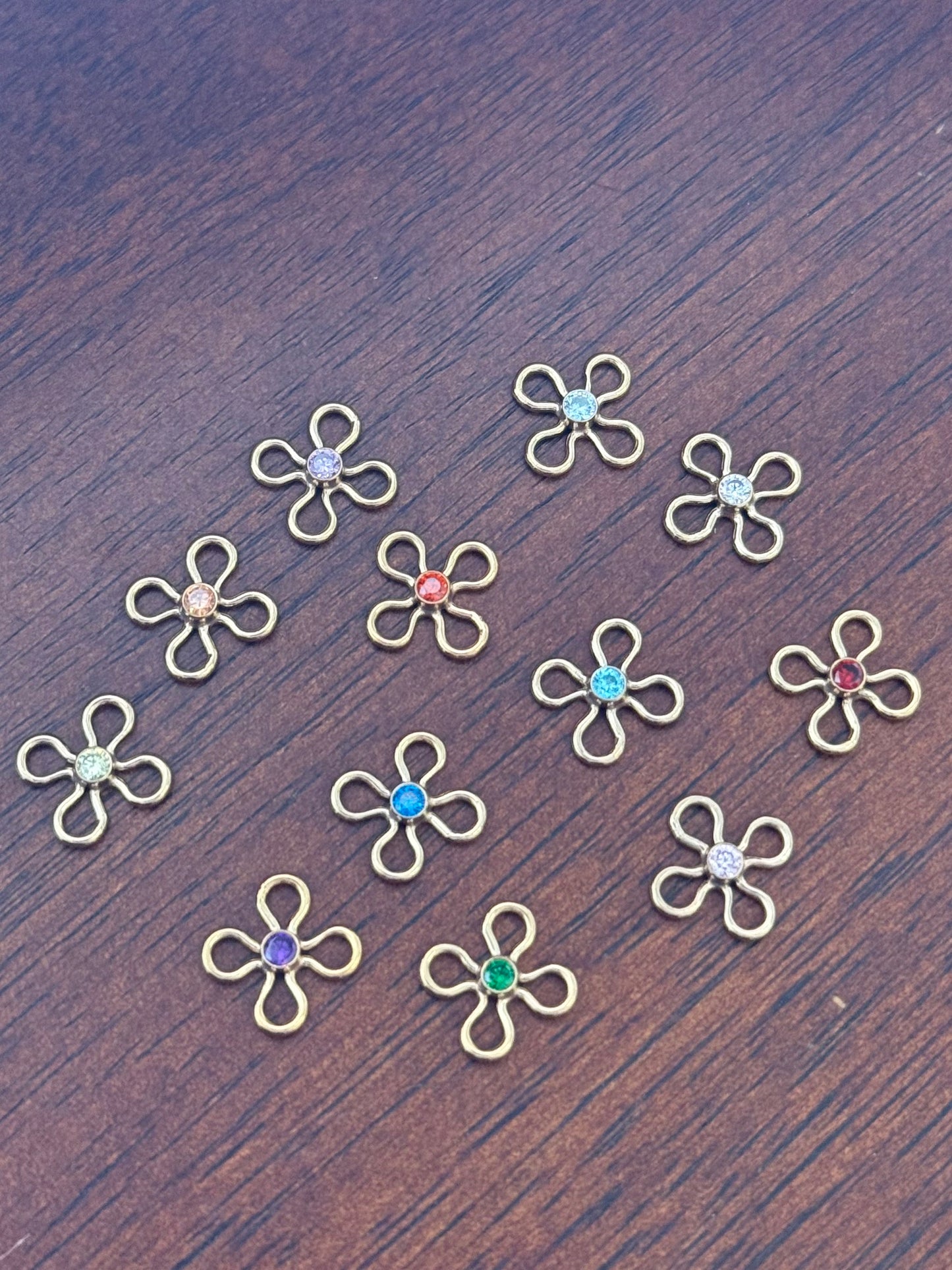 Gold Filled Flower Birthstone Connector Set