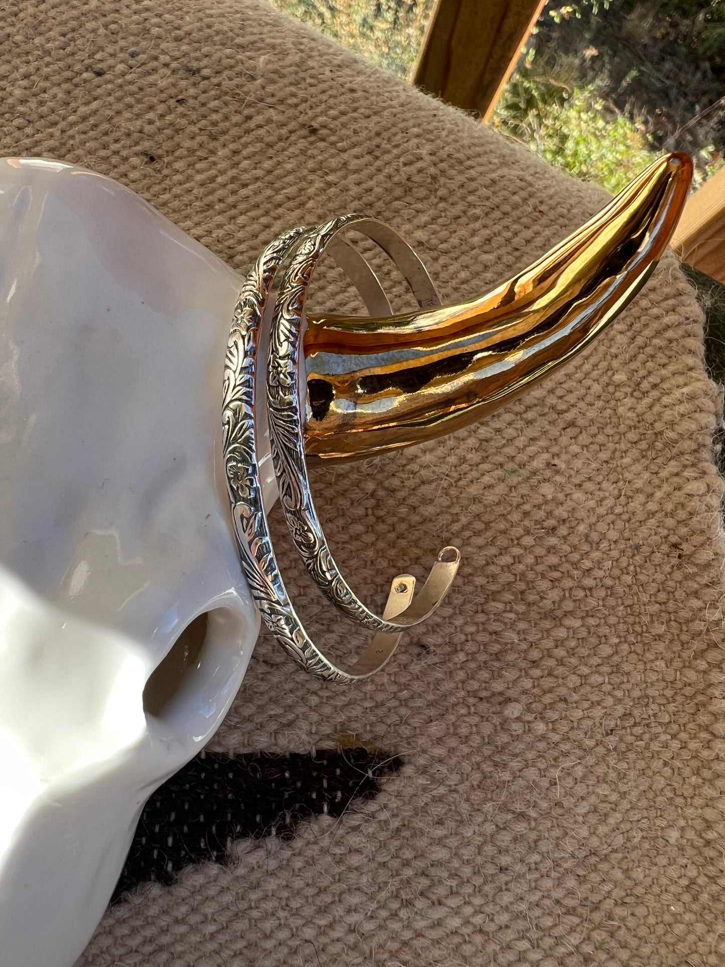 Sterling Silver Floral Bangle #22